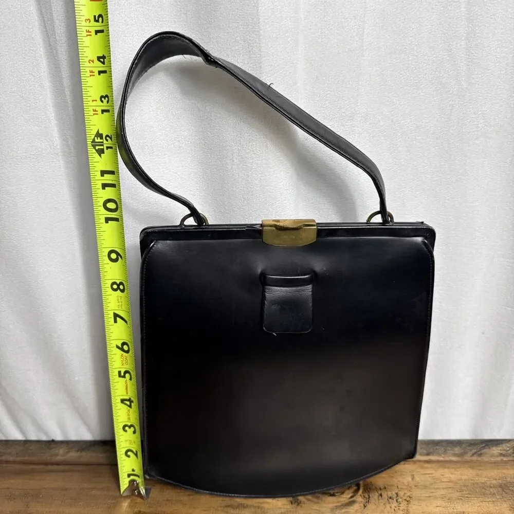 Vintage Dofan Handbag Purse Made In France Black Leather 1960s Shoulder Bag GUC - Picture 10 of 11